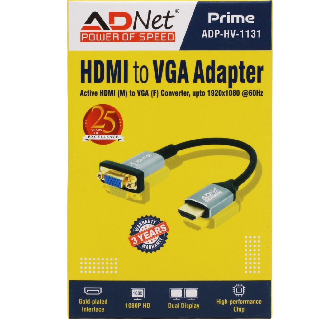 AdNet Prime HDMI to VGA Port Converter-ADNet Computronics India Pvt Ltd-AdNetDelhi