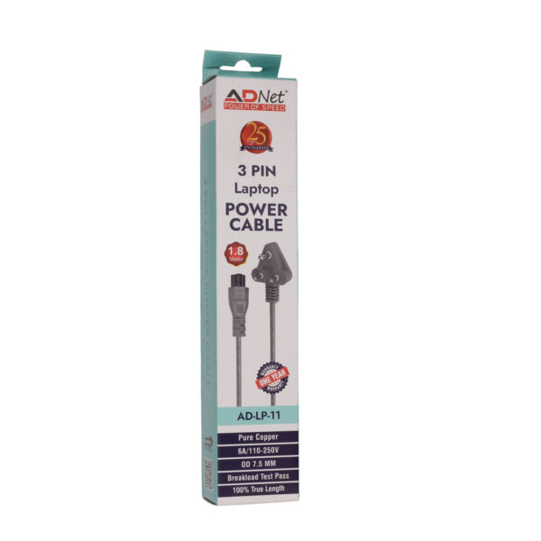 Desktop-Laptop 3-Pin Power Cord, 1.2 Meter-ADNet Computronics India Pvt Ltd-AdNetDelhi