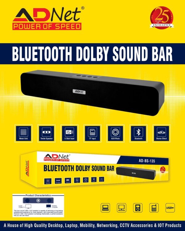 USB BLUE TOOTH SPEAKER DOLBY AUDIO SOUND BAR AD-SP-135