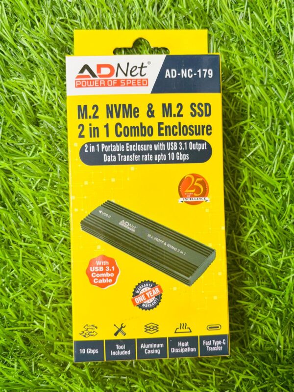 M.2 Nvme & SSD USB 3.1 Enclosure SATA Casing 2 IN1 AD-NC-179