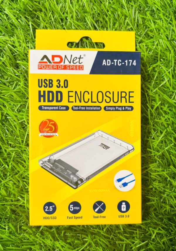 USB 3.0 SSD/HDD 2.5" SATA CASING TRANSPARENT AD-CAS-174