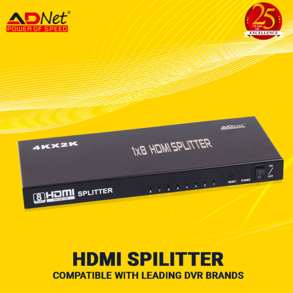 HDMI SPLITTER (1X8) 1.4V, 1 IN 8 HDMI PORT OUT SUPPORTS FULL HD 1080P AD-HS-462