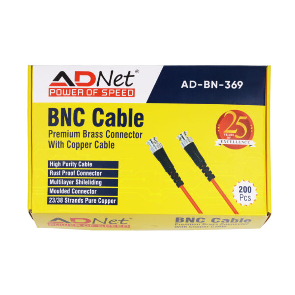 BNC Cable Premium Brass Connector with Copper Cable (Pack of 200pcs) AD-BN-369