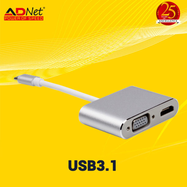 USB C to VGA+HDMI 2IN1 ADAPTER