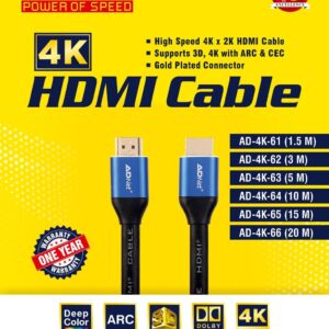 HDMI CABLE 1.5 M,  4K YELLOW BOX AD-HD-61