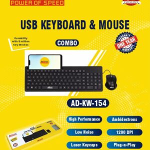 USB KEYBORD AND MOUSE WIRED(COMBO) AD-KB-154