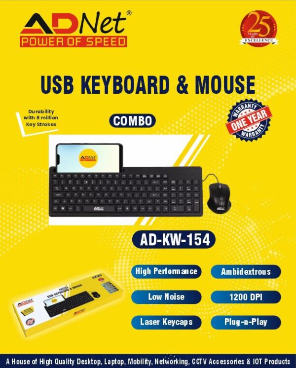 USB KEYBORD AND MOUSE WIRED(COMBO) AD-KB-154