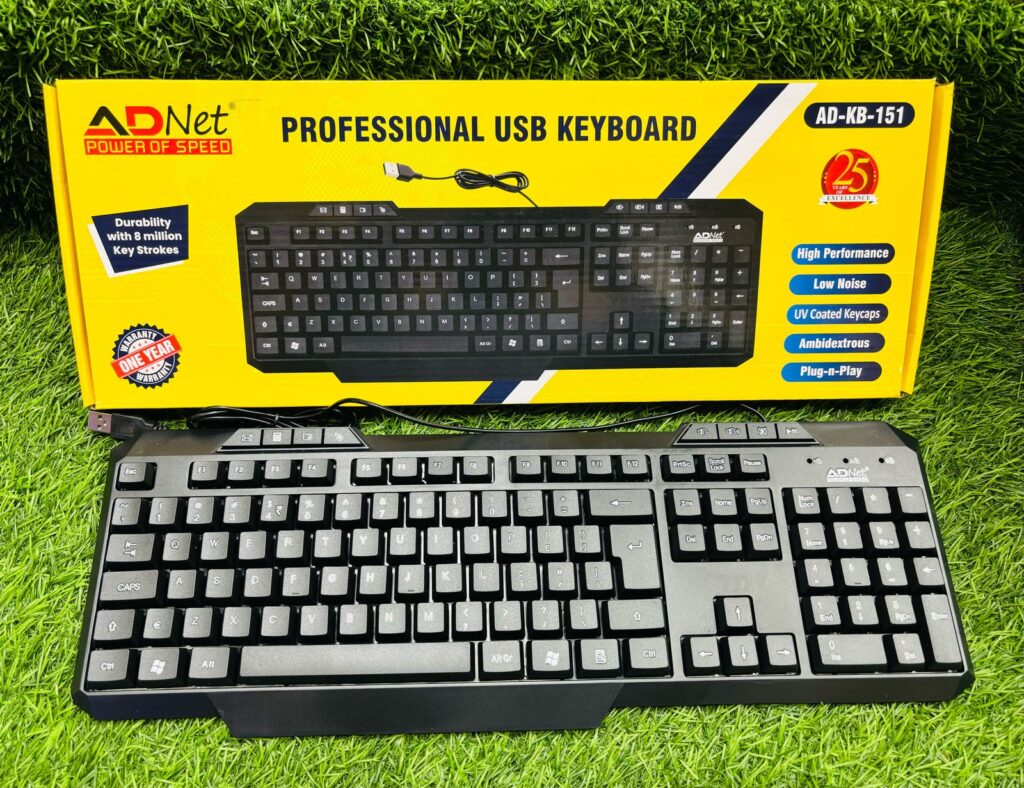 USB Wired Keyboard – ADNET AD-KB-151 Full-Size Keyboard