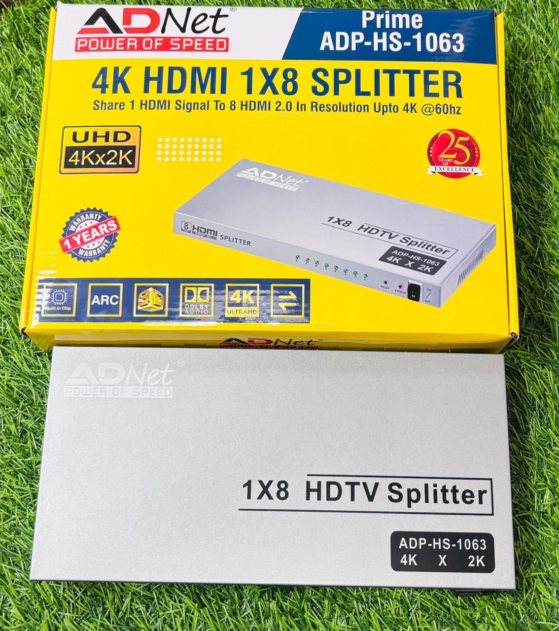 HDMI SPLITTER (1X8) 4 k 2k - 1 in 8 out (AD-HS- 1063)