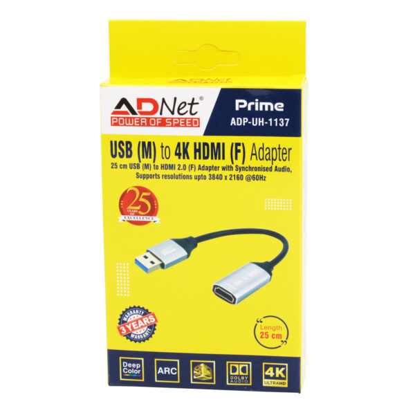 USB (M) TO 4K HDMI (F)15 CM  ADAPTER ADP-UH-1137 - Image 2