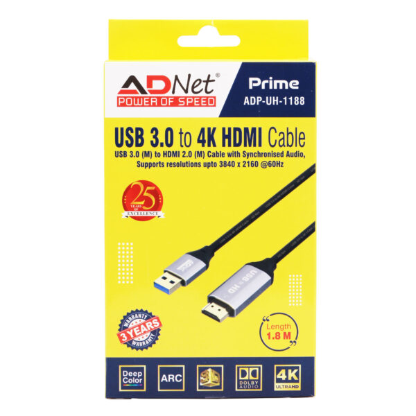 USB (M) TO 4K HDMI (F)1.8M  ADAPTER ADP-UH-1188 - Image 2