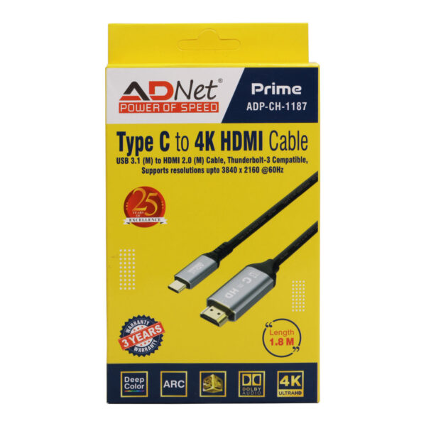 TYPE C TO 4K HDMI (1.8M) ADAPTER ADP-CH-1187 - Image 2