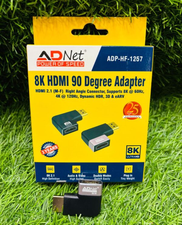 HDMI MALE TO FEMALE 8K 90 DEGREE  EXTENSION ADAPTER ADP-HF-1257 | ADNET