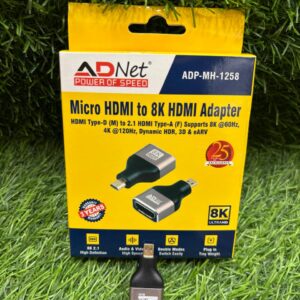 Micro HDMI to HDMI 8K Adapter – Type D Male to Type A Female