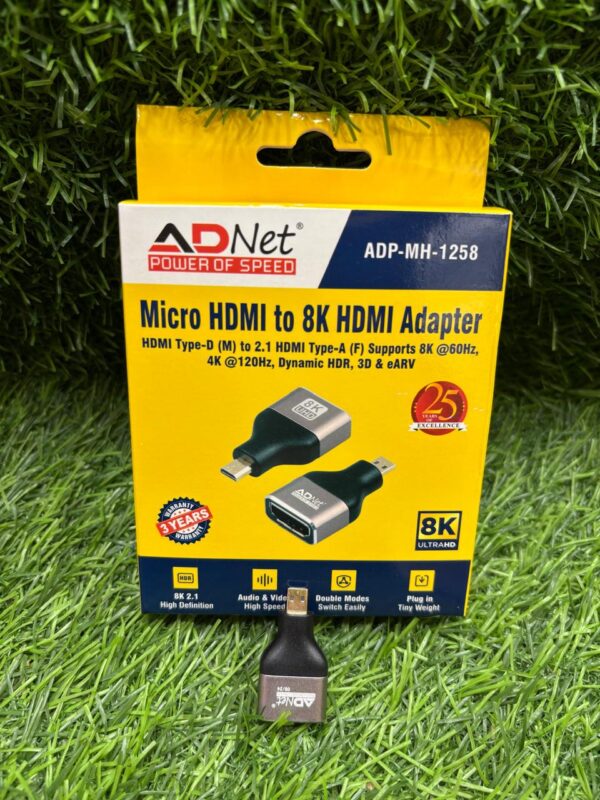 Micro HDMI to HDMI 8K Adapter – Type D Male to Type A Female