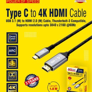 TYPE C TO 4K HDMI (1.8M) ADAPTER ADP-CH-1187
