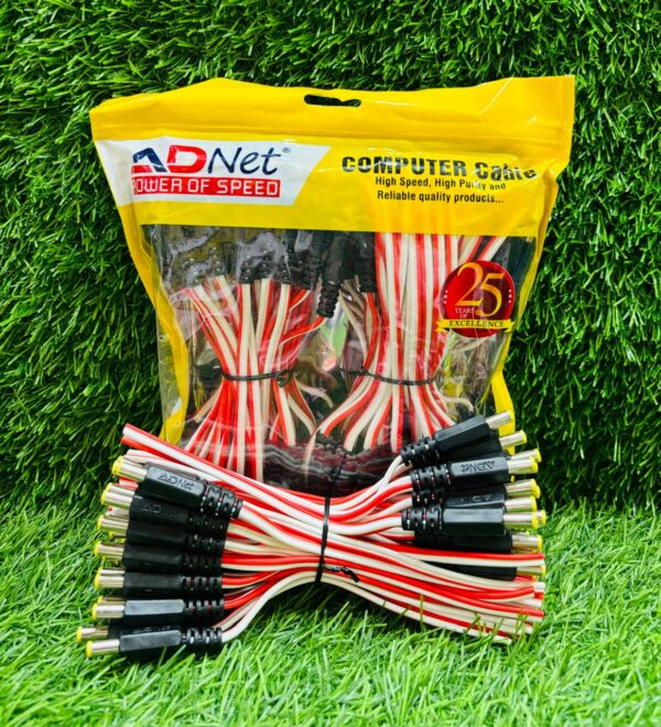 DC Male Cable 14/38 Red & White For CCTV (100Pc Pack)ADNet
