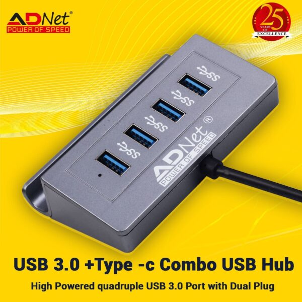 "USB-C to USB Hub 4-Port USB Hub | Combo Input"