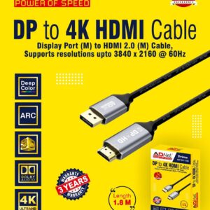 DP (M) TO HDMI (F) 4K PRIME ADAPTOR, LENGTH 1.8M -ADP-DH-1184