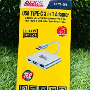 USB TYPE C TO 4K HDMI 3in1 ADAPTER AD-TC-652