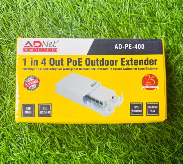 "Outdoor PoE Extender Switch 1 In 4 Out – 10/100Mbps | ADNET"