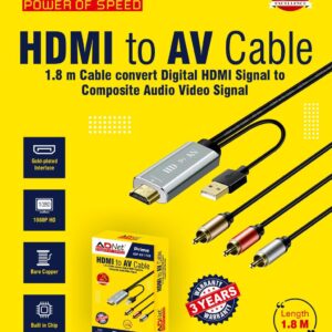 HDMI TO AV 3 RCA  COMPOSITE VIDEO AUDIO 1.8 M CONVERTER CABLE  ADP-UH-1186