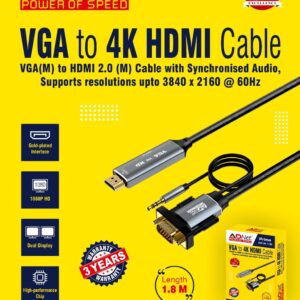 VGA TO HDMI WITH AUDIO 1.8M ADAPTER CABLE ADP-VH-1189