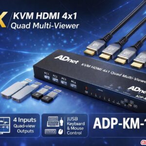 4 PORT KVM HDTV 4x1 QUAD MULTI-VIEWER 60 Hz (ADP-KM-1108)