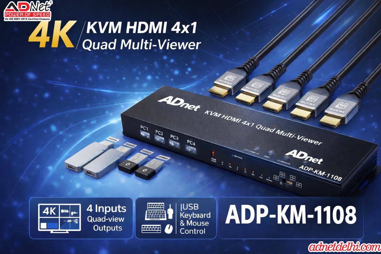4 PORT KVM HDTV 4x1 QUAD MULTI-VIEWER 60 Hz (ADP-KM-1108)