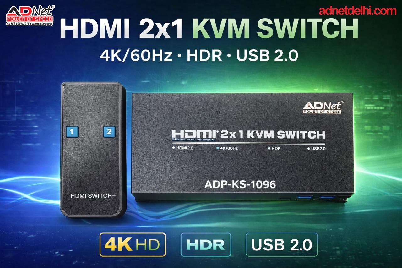2 PORT HDMI KVM USB SWITCH 4K 60 Hz ADP-KS-1096 (2 COMPUTER SHARE 1 MONITER)