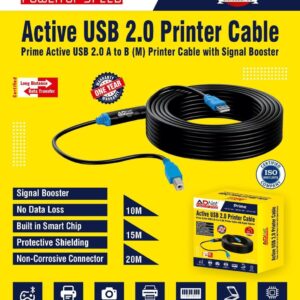 ADNet USB 2.0 Active 20 m Printer & Scanner Cable with Signal Booster (ADP-AB-1006)
