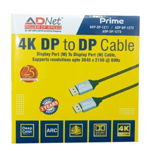 ADNet DP to DP Cable 3 Mtr 4k 60Hz Display Port to Display Port Cable.ADP-DP-1272