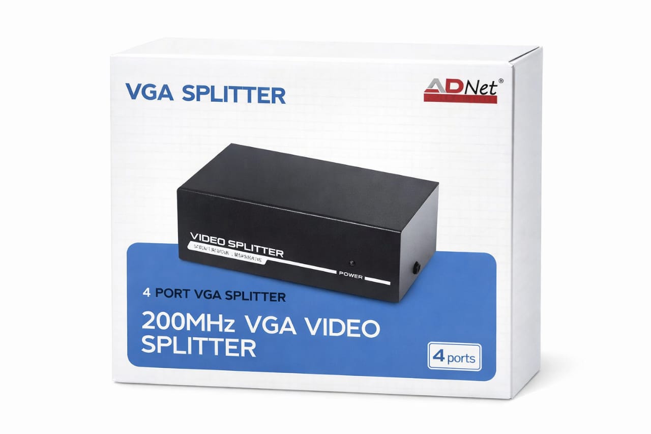 ADNet 4 Port VGA Splitter 200MHz 1in 4 out AD-VS-464